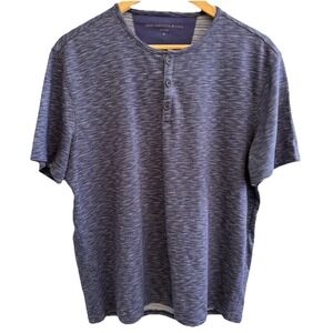 John Varvatos USA Henley Shirt Men's Medium Purple Slub Knit Short Sleeve Casual